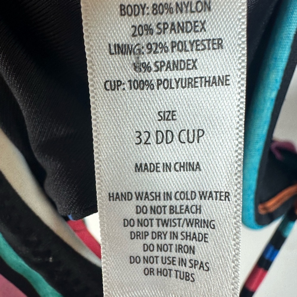 Sundazed Striped Cutout One Piece Swimsuit Corset Back 32 DD Tie neck underwire - Picture 5 of 7